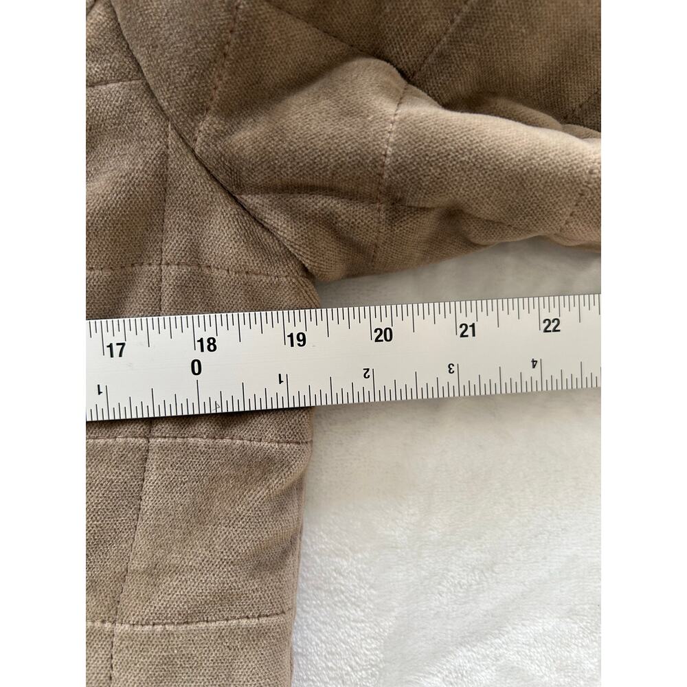 St John Sport by Marie Gray Quilted Puffer Jacket Brown Tan Velvet Size P Flaw - Picture 10 of 12